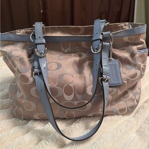 Coach Blue and Tan Tote Bag